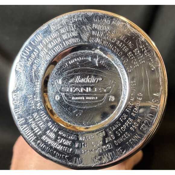 VTG Aladdin Stanley Thermos A-944C Quart No. 100 Cup No. 11 Stopper Green Steel - Picture 2 of 15